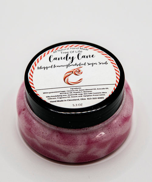 Candy Cane Whipped Foaming, Emulsified Sugar Scrub