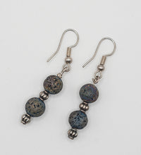 "Double Shimmer Lava Bead Diffuser Silver Earrings"