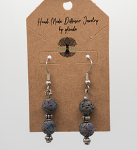 "Double Shimmer Lava Bead Diffuser Silver Earrings"