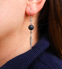 Lava Stone Feather Earrings