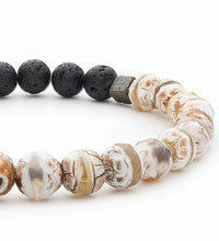 Pulsera Difusora de Ágata Tibetana Rayada (Marrón) 