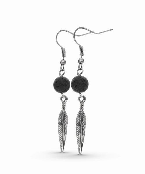 Lava Stone Feather Earrings